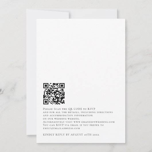 Eukalyptus Verlasse QR-Code-Skript-Hochzeit Einladung (Rückseite)