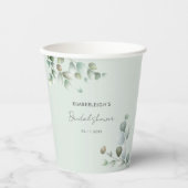 Eukalyptus Verlasse Skriptminimales Brautparty Pappbecher (Vorderseite)