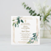 Eukalyptus Verlasse Spanischer Junge 1. Geburtstag Einladung (Stehend Vorderseite)