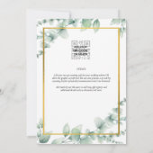 Eukalyptus Verlasse WEDDING Greenery GOLD QR CODE Einladung (Rückseite)
