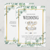 Eukalyptus Verlasse WEDDING Greenery GOLD QR CODE Einladung (Vorne/Hinten)
