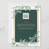 Eukalyptus Verlasse WEDDING Greenery GOLD QR CODE Einladung (Rückseite)