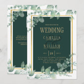 Eukalyptus Verlasse WEDDING Greenery GOLD QR CODE Einladung (Vorne/Hinten)