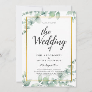 Eukalyptus Verlasse WEDDING Greenery GOLD QR CODE Einladung