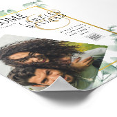Eukalyptus Verlasse WEDDING Greenery GOLD QR CODE Poster (Ecke)