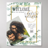 Eukalyptus Verlasse WEDDING Greenery GOLD QR CODE Poster (Vorne)