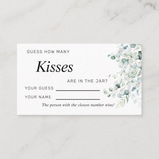Eukalyptus Verlasse wie viele Kisses-Spielkarten Platzkarte (Vorderseite)