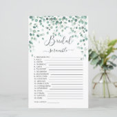 Eukalyptus Verlasse Word Scramble Brautparty Game (Stehend Vorderseite)