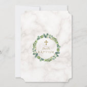 Eukalyptus Verlasse Wreath Cross Marmor Taufe Einladung (Rückseite)