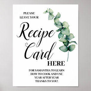 Eukalyptus Verlassen Rezept-Karte Hier unterzeichn Poster