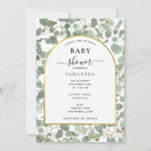Eukalyptus Verlasst Gender Neutral Gold Baby Dusch Einladung (Vorderseite)