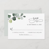 Eukalyptus Verlasst Greenery Monogram RSVP Card (Vorne/Hinten)