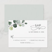 Eukalyptus Verlasst Greenery Monogram RSVP Card Karte (Vorne/Hinten)