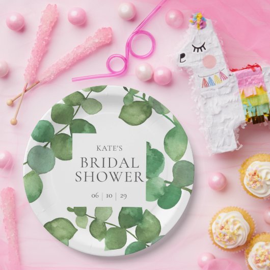 Eukalyptus Verlasst Grünes Brautparty Pappteller (Party)