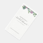 Eukalyptus Verlasst Skript Lila Brautparty Serviette (Ecke)