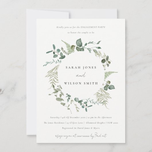 Eukalyptus-Verlobung Einladung (Vorderseite)