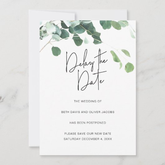 Eukalyptus verzögert das Datum der Hochzeitverläng Ankündigung (Vorderseite)