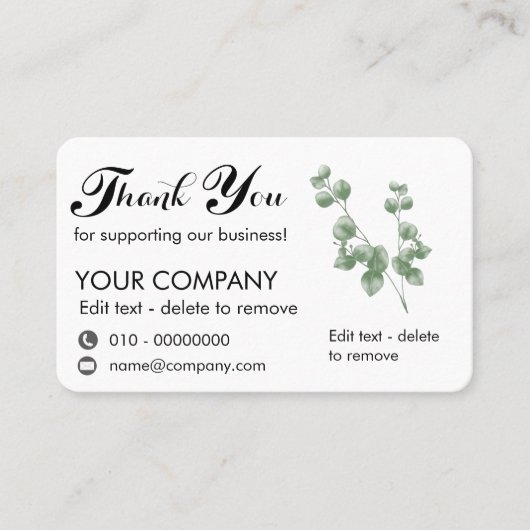 Eukalyptus Vielen Dank, dass Sie unsere Visitenkarte (Vorderseite)