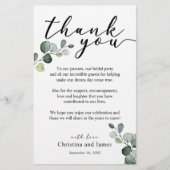 Eukalyptus Vielen Dank für Ihre Hochzeitsempfangsk (Vorderseite)