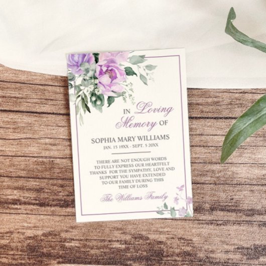 Eukalyptus Violet Beileid Memory Danke Karte