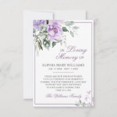 Eukalyptus Violet Beileid Memory Danke Karte (Vorderseite)