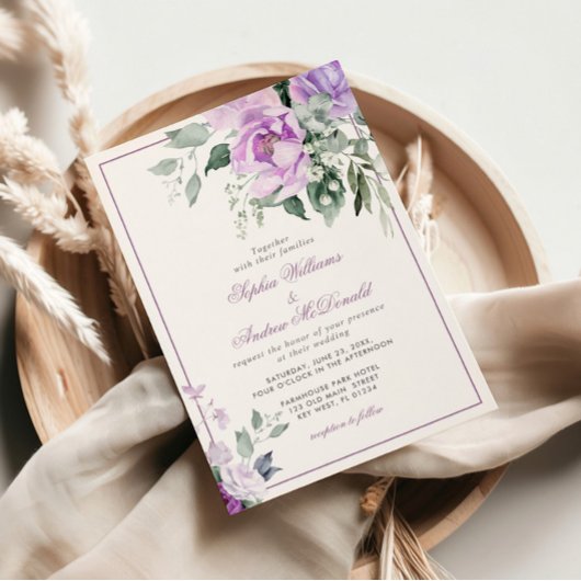 Eukalyptus Violet Blume Einladung Hochzeit