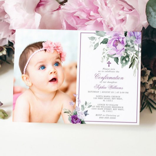 Eukalyptus Violet Blume Foto Girl Confirmation Einladung