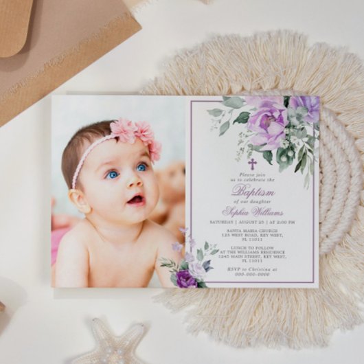 Eukalyptus Violet Blume Foto Girl Taufe Einladung