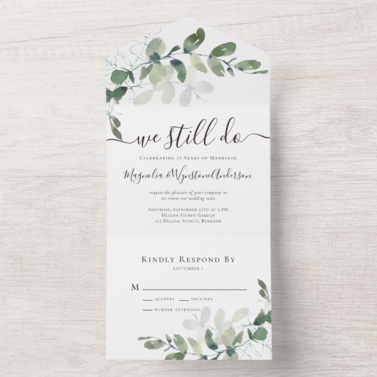 Eukalyptus Vow Renewal All In One Einladung (Innen Boden)