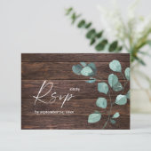 Eukalyptus & Wald Grüne mit Mahlzeiten RSVP Karte (Stehend Vorderseite)