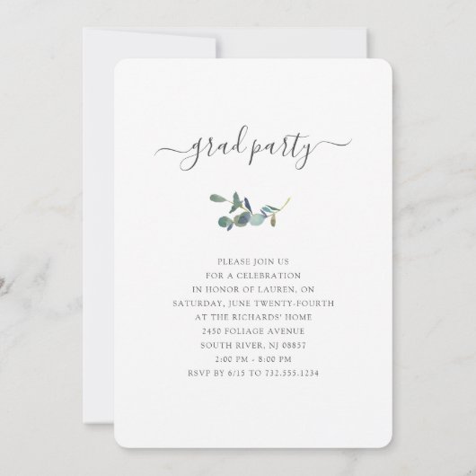 Eukalyptus-Wappen | Foto-Abschluss Einladung (Rückseite)