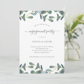 Eukalyptus-Wappen | Grüne Blätter: Engagement Einladung (Stehend Vorderseite)