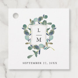 Eukalyptus-Wappen | Monogramm Watercolor Wedding Geschenkanhänger