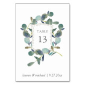 Eukalyptus-Wappen | Wasserfarbenhochzeit Tischnummer (Rückseite)