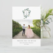 Eukalyptus-Wappen | Wasserfarbiges Hochzeitssemble Dankeskarte (Stehend Vorderseite)