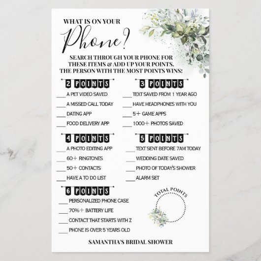 Eukalyptus Was auf Ihrer Telefonduschkarte steht Flyer (Vorne)