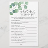 Eukalyptus - Was hat der Bräutigam zu Brautspiel g (Vorderseite)