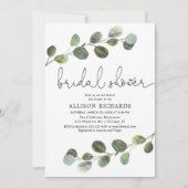 Eukalyptus wassercolor, einfaches modernes Brautpa Einladung (Vorderseite)