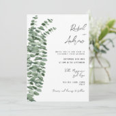 Eukalyptus wassercolor Elegante Hochzeitsstimmung Einladung (Stehend Vorderseite)