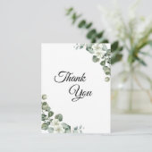 Eukalyptus wassercolor Rustikale Hochzeit Dankeskarte (Stehend Vorderseite)