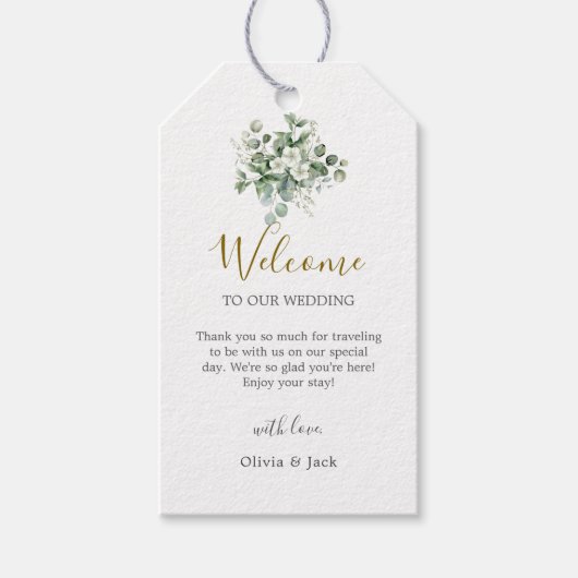 Eukalyptus wassercolor Rustikale Hochzeit Geschenkanhänger (Vorderseite)