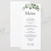 Eukalyptus wassercolor Rustikale Hochzeit Menükarte (Vorne/Hinten)