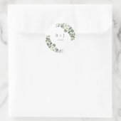 Eukalyptus wassercolor Rustikale Hochzeit Runder Aufkleber (Tasche)