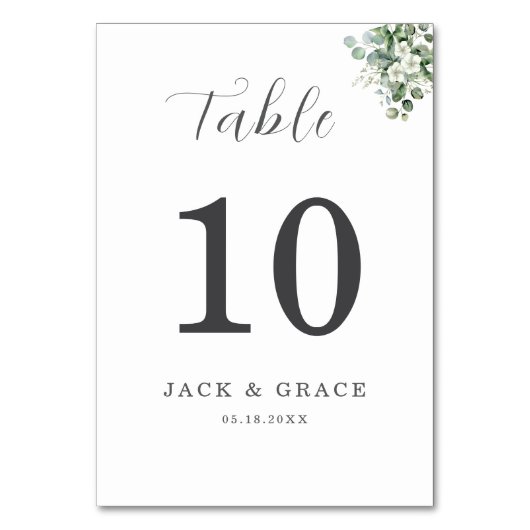 Eukalyptus wassercolor Rustikale Hochzeit Tischnummer (Vorderseite)