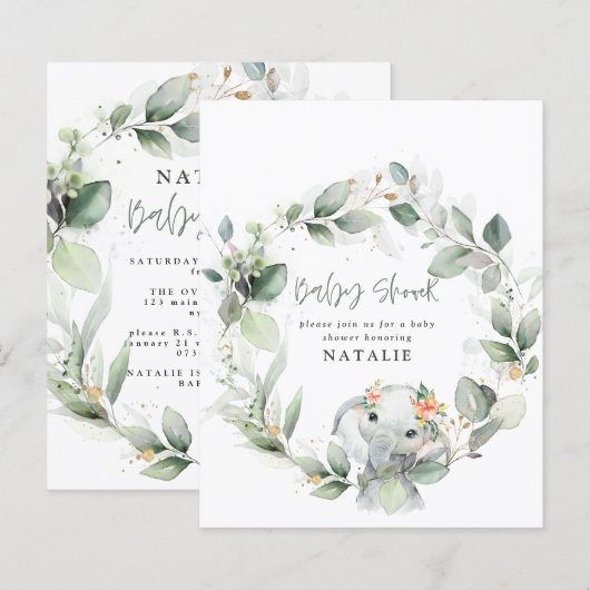 Eukalyptus Wasserfarbe Babydusche (Vorne/Hinten)