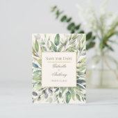 Eukalyptus-Wasserfarbe Save the Date (Stehend Vorderseite)