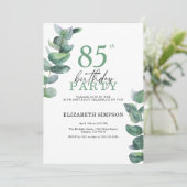 Eukalyptus wasserfarben 85. Geburtstag Einladung (Stehend Vorderseite)