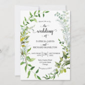 Eukalyptus Wasserfarben Elegante Weinkultur und Er Einladung (Vorderseite)