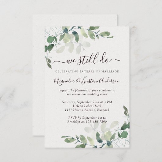 Eukalyptus Wasserfarben Moderne Neueste Technik Einladung (Vorne/Hinten)