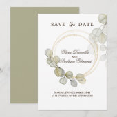 Eukalyptus-Wasserfarben Save the Date (Vorne/Hinten)